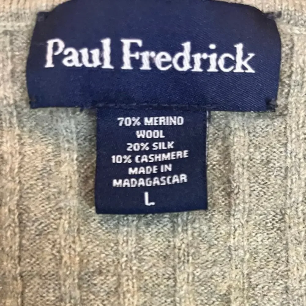 Paul Fredrick Merino Wool Silk Cashmere Ribbed Vest L Olive